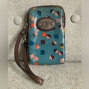 Blue Fossil Key per wristlet